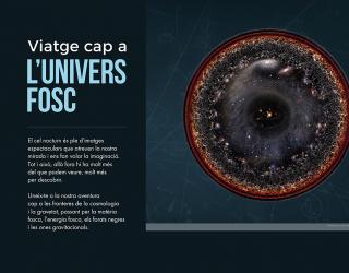 Primer plafó de l'exposició "Viatge cap a l'univers fosc"