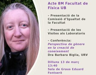 Cartell de l'acte del 8M a la facultat de Física de la UB.