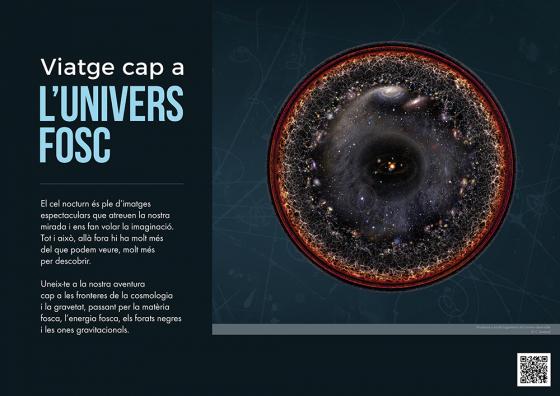 Primer plafó de l'exposició "Viatge cap a l'univers fosc"