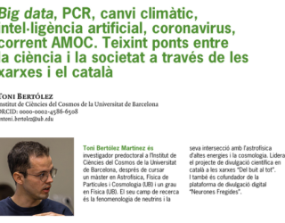 Portada de l'article "Big data, PCR, canvi climàtic, intel·ligència artificial, coronavirus, corrent AMOC. Teixint ponts entre  la ciència i la societat a través de les xarxes i el català" escrit pel Toni Bertólez (ICCUB) a la revista de l'IEC
